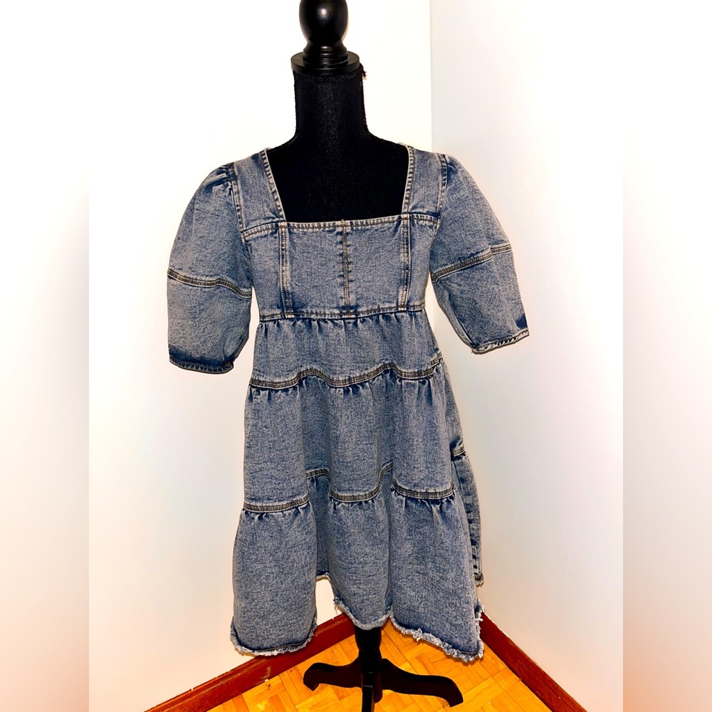 Forever 21 Dresses | Forever 21 Blue Denim Ruffle Dress | Color: Blue |